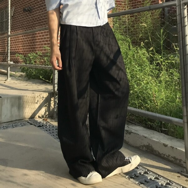 틴스튜디오,GOLD BIRD 스트라이프 와이드 슬랙스