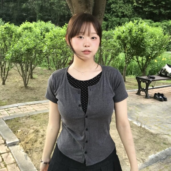 틴스튜디오,keemy 도트 레이어드 반팔 가디건